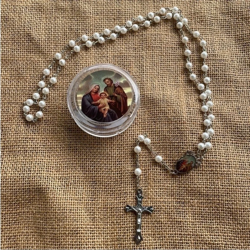 Holy family rosary catholic new in box New in box Import Pearl